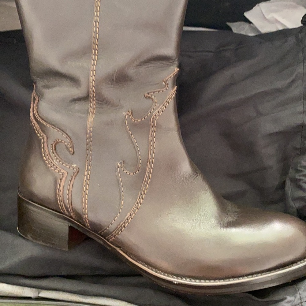 Mimco Boots 39 Chocolate great cond leather - Picture 2 of 9